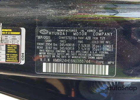 2022 Hyundai Palisade Sel from USA, damaged, VIN KM8R24HE6NU388744